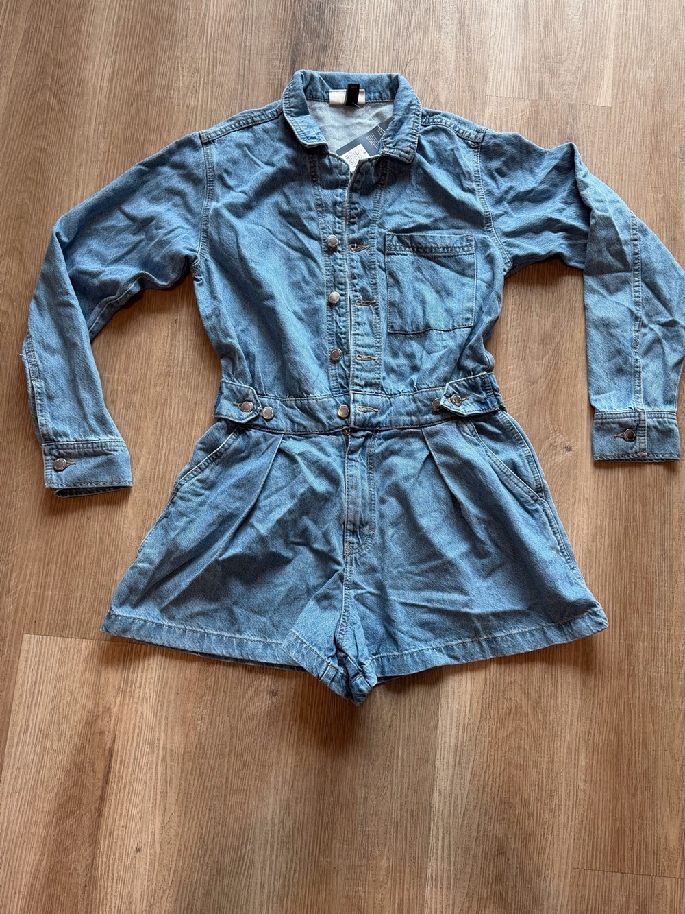 Denim Romper Shorts - Light‎ Blue